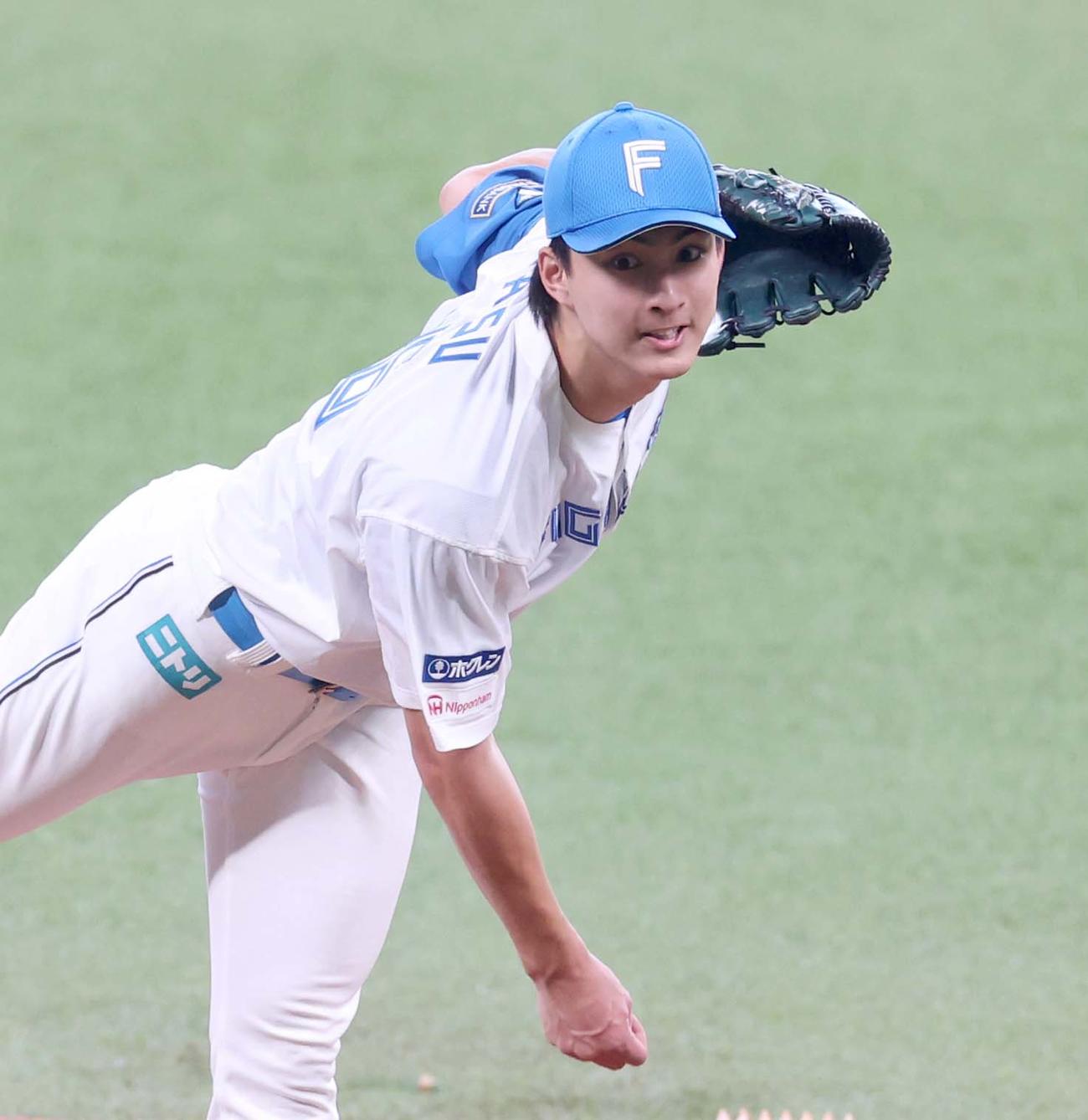 日本ハム対楽天　粘投する達（撮影・黒川智章）