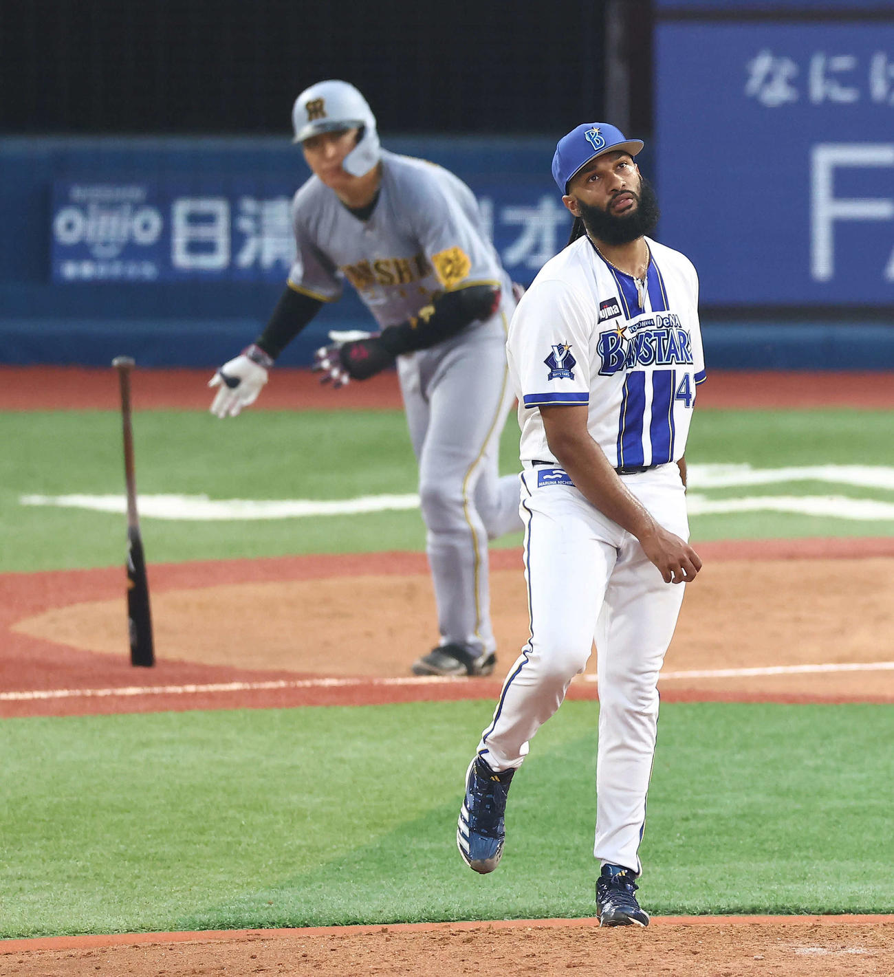DeNA対阪神　3回表阪神2死二塁、大山に適時二塁打を浴びるジャクソン（撮影・河田真司）