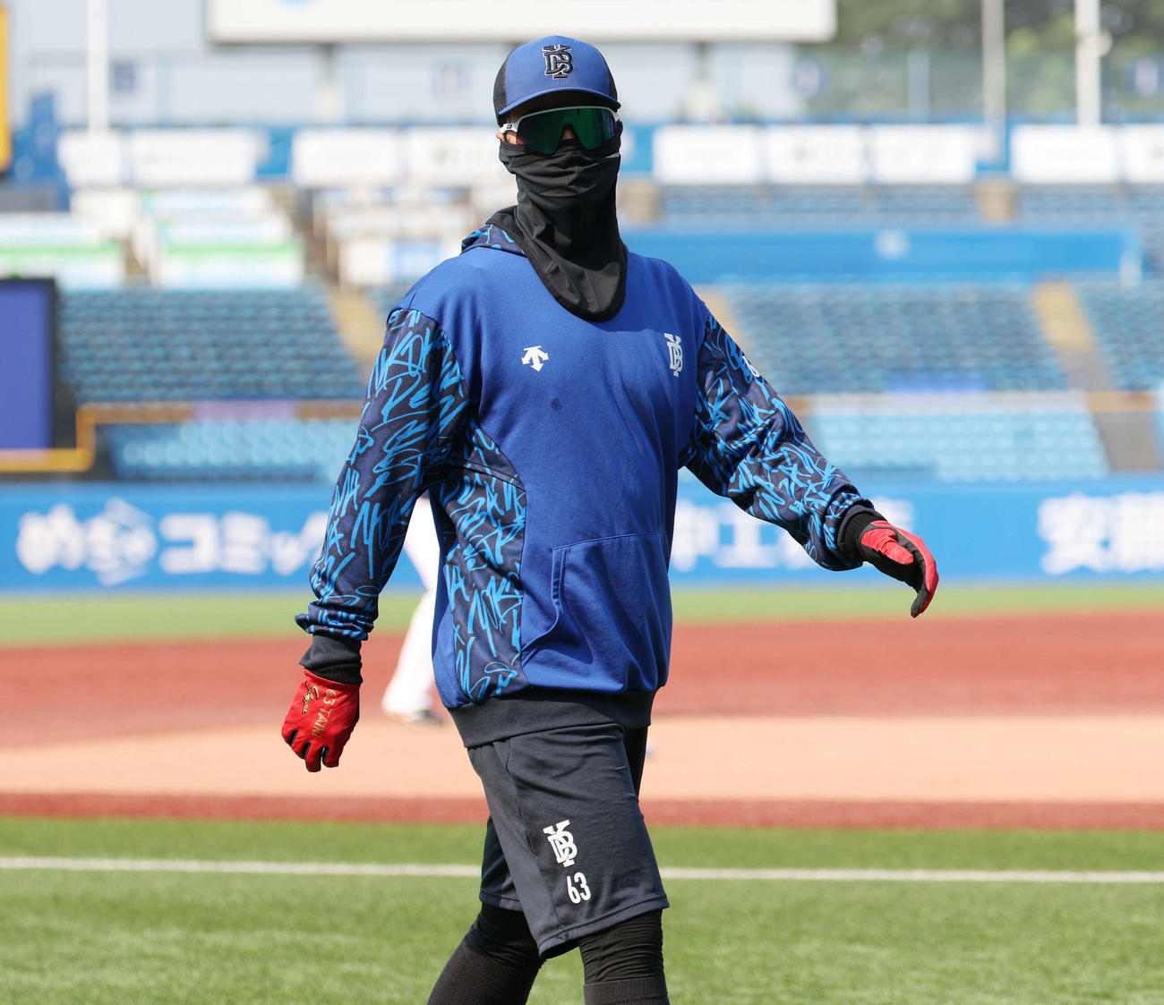 ヤクルト対DeNA　試合前練習に臨むDeNA関根（撮影・宮地輝）