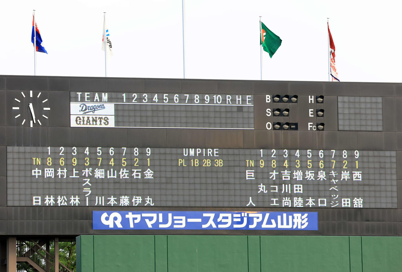 巨人対中日　両チームの先発委メンバー（撮影・浅見桂子）
