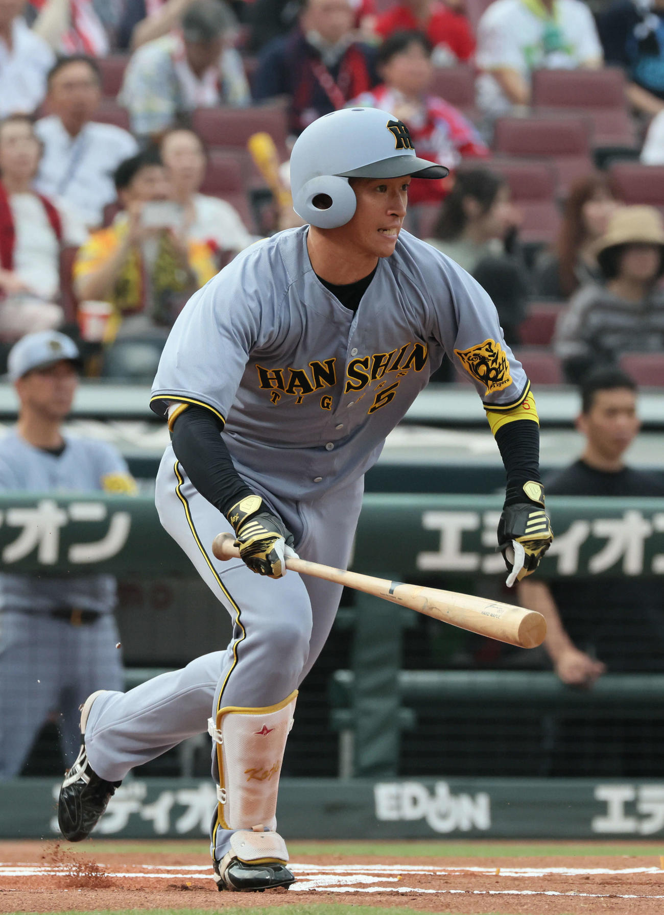 広島対阪神　1回表阪神無死、近本は右前打を放つ（撮影・加藤孝規）