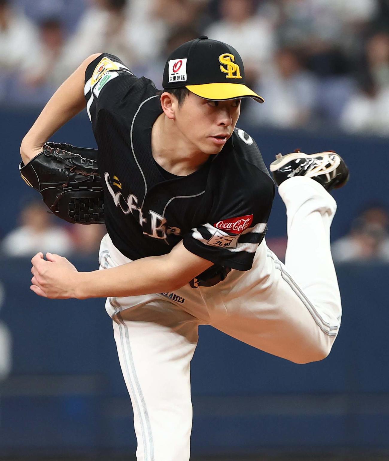 オリックス対ソフトバンク　ソフトバンク先発の大関（撮影・上田博志）