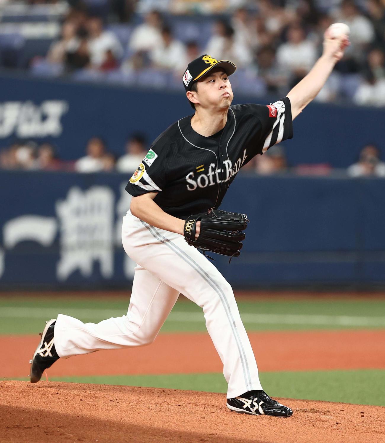 オリックス対ソフトバンク　ソフトバンク先発の大関（撮影・上田博志）