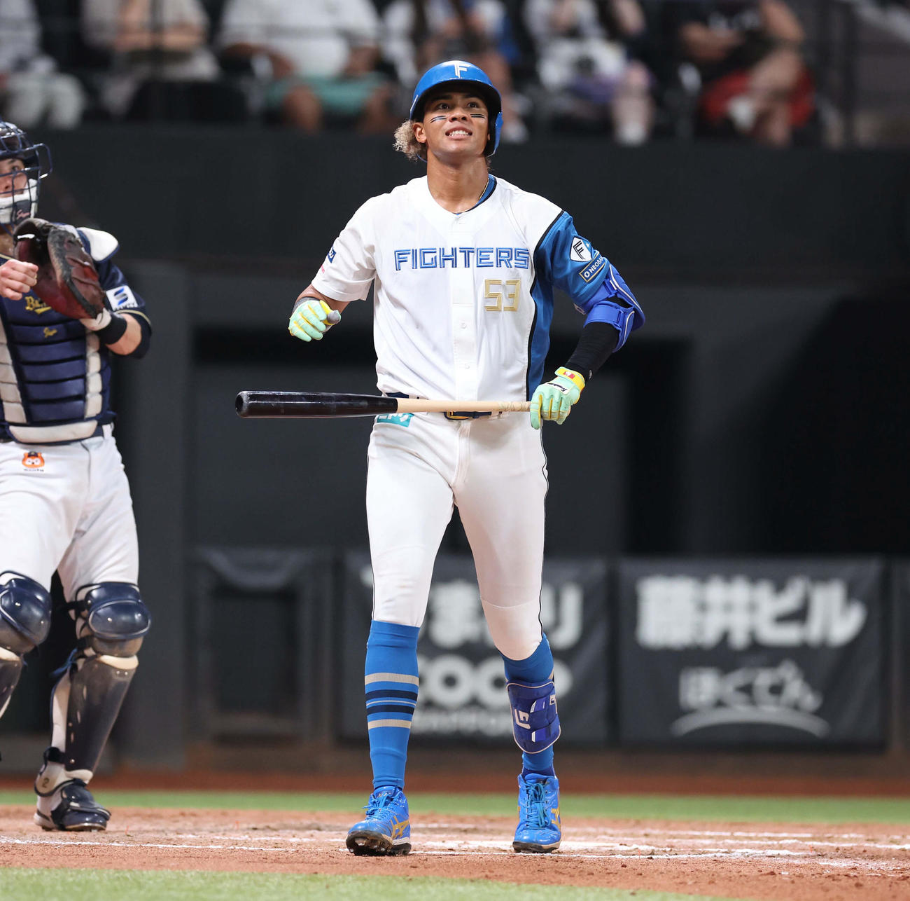 日本ハム対オリックス　8回裏、三振に終わる水谷（撮影・黒川智章）