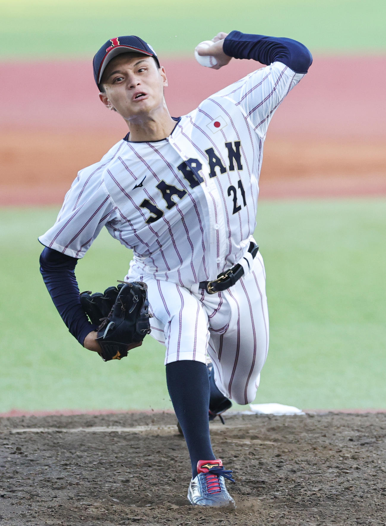 米国対日本　日本先発の毛利（明大）（撮影・野上伸悟）