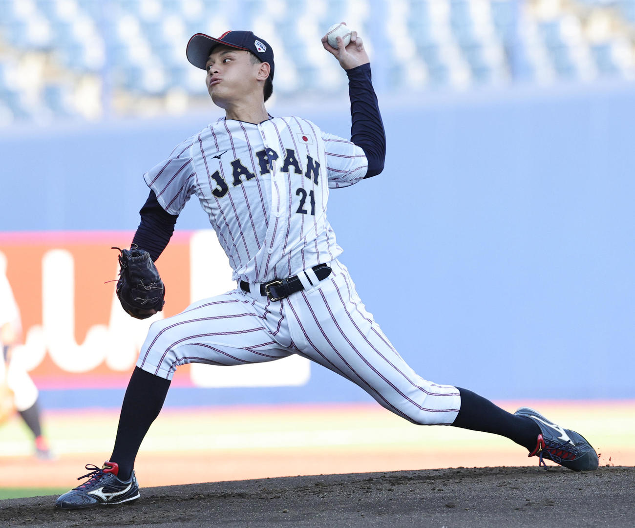 米国対日本　日本先発の毛利（明大）（撮影・野上伸悟）