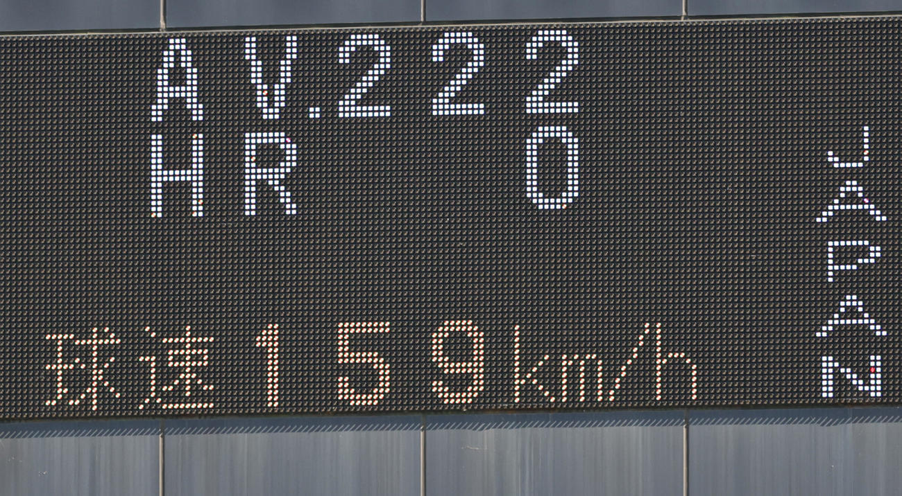 日本対米国　8回裏に登板した佐藤が159キロを計測（撮影・野上伸悟）