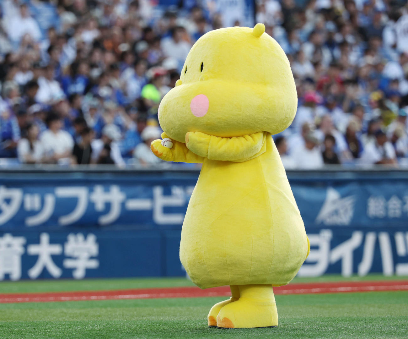 DeNA対巨人　始球式を務めるヒッポちゃん（撮影・宮地輝）