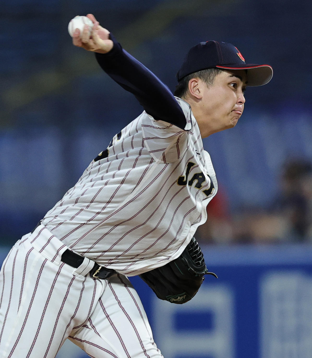 米国対日本　力投する日本・中西（撮影・野上伸悟）