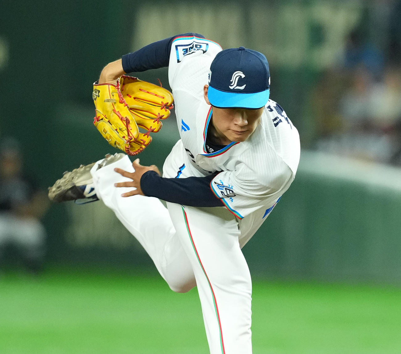 西武対日本ハム　8回、西武2番手の羽田（撮影・菅敏）