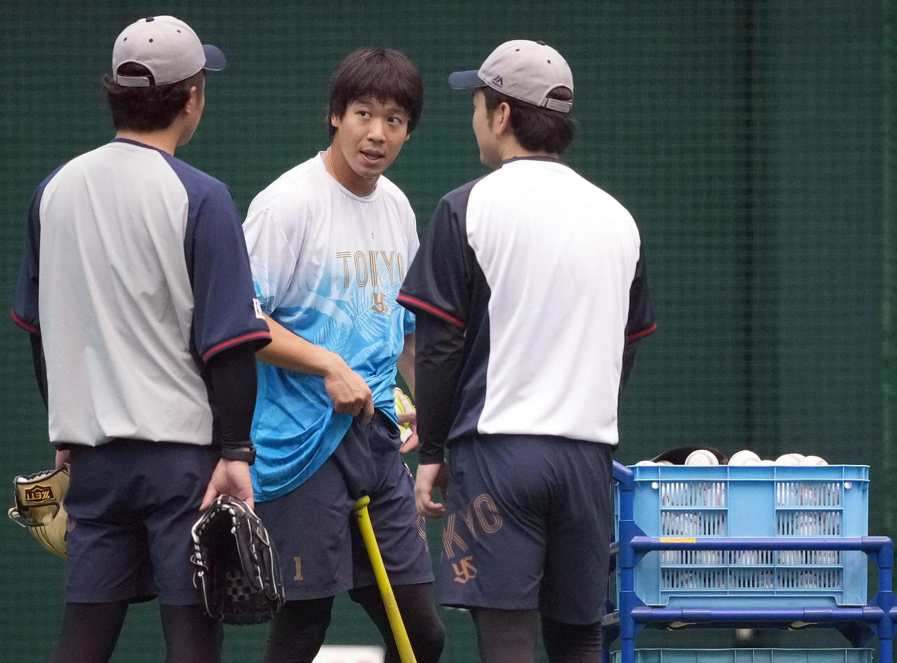 ヤクルト対巨人　室内練習場で打撃練習をするヤクルト山田（撮影・たえ見朱実）