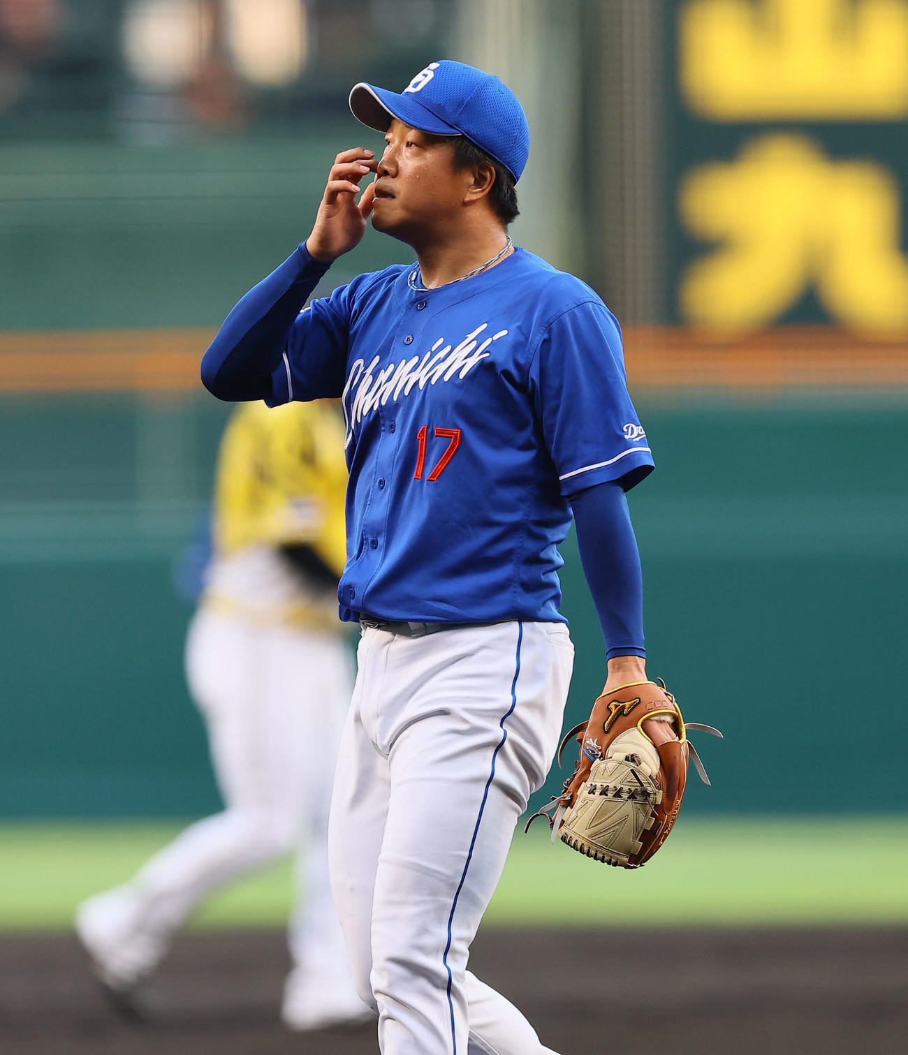 阪神対中日　1回に先制を許した中日柳（撮影・藤尾明華）