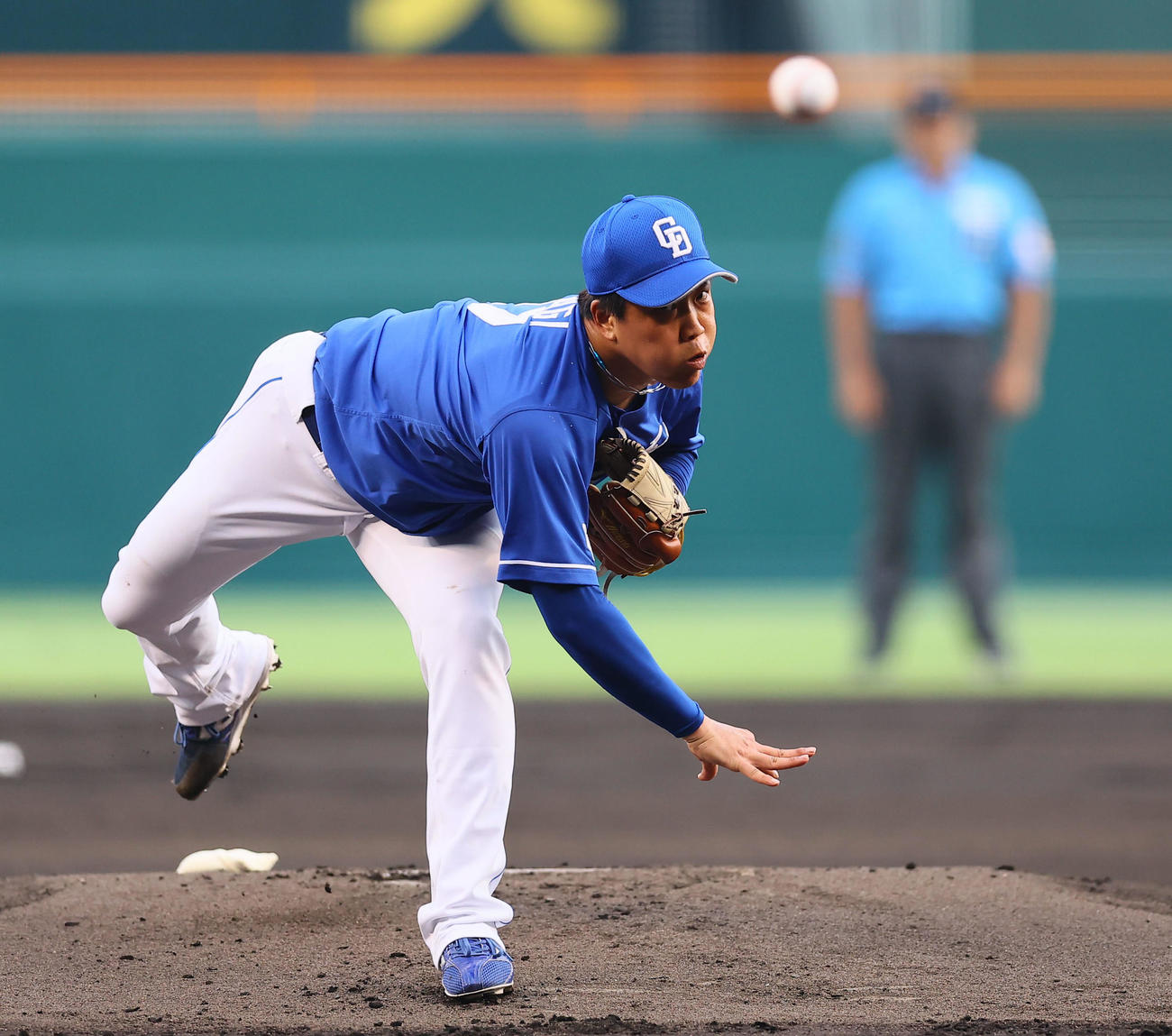 阪神対中日　中日先発の柳（撮影・藤尾明華）