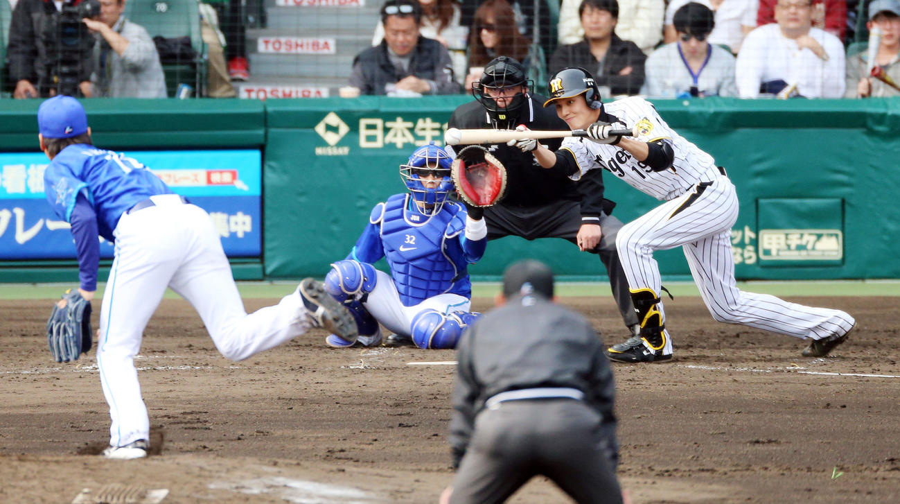 13年4月、DeNA三浦から一犠打で打点をあげる阪神藤浪