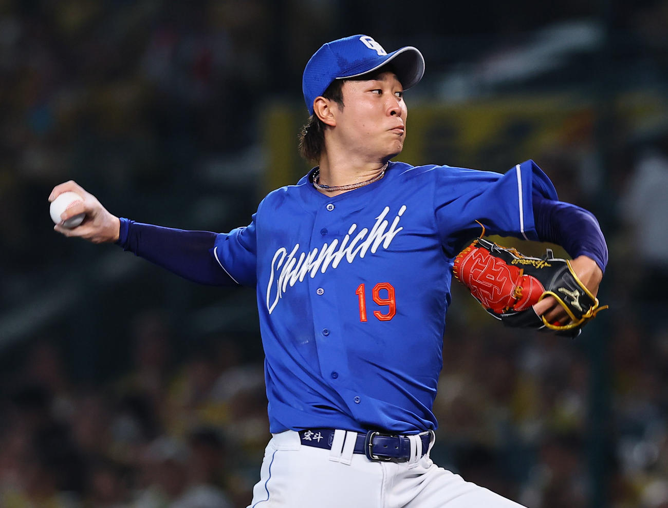 阪神対中日　5回、力投する中日高橋宏（撮影・藤尾明華）