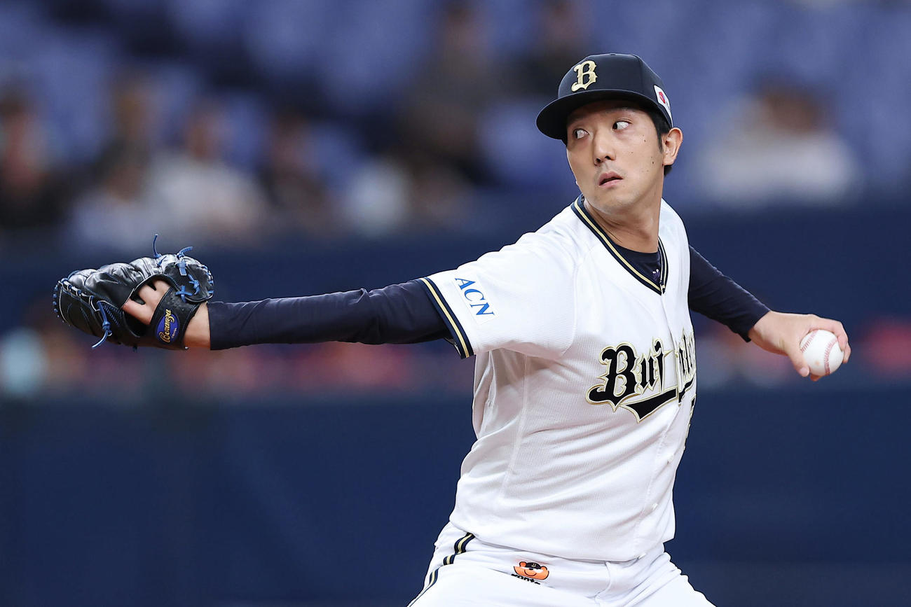 オリックス対楽天　力投するオリックス先発の田嶋（撮影・前田充）