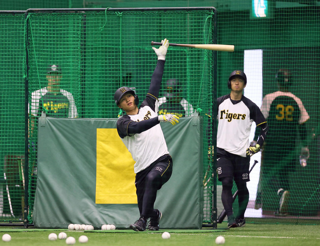 阪神対中日　打撃練習をする阪神森下（撮影・藤尾明華）