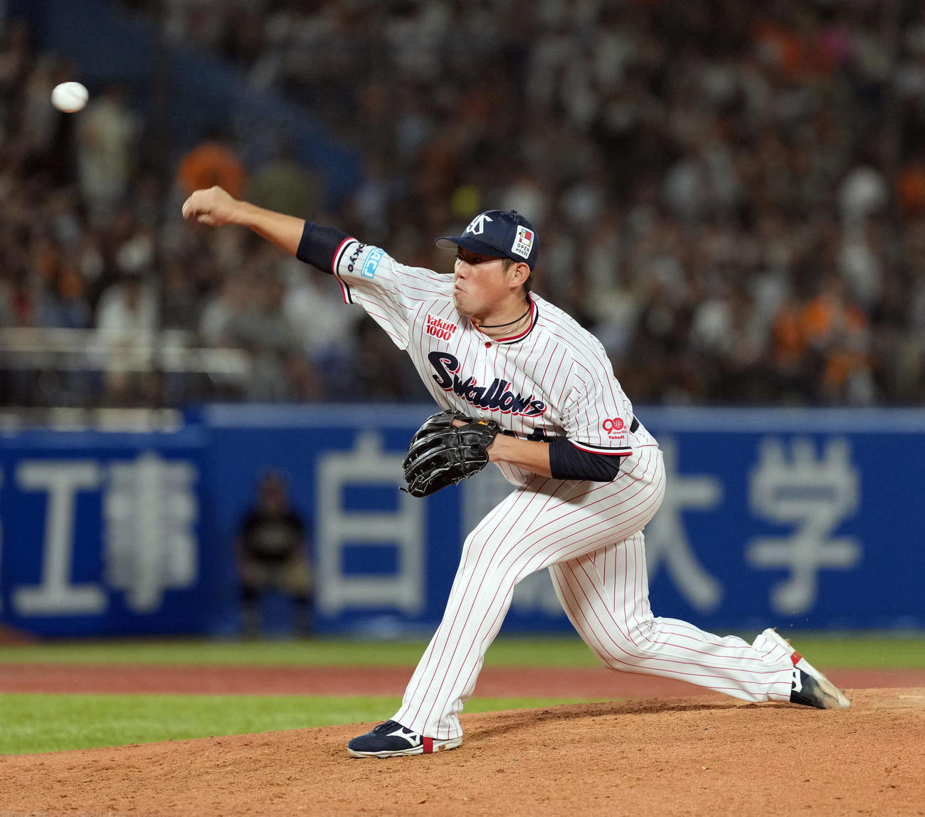ヤクルト対巨人　9回からマウンドに上がったヤクルト大西（撮影・たえ見朱実）