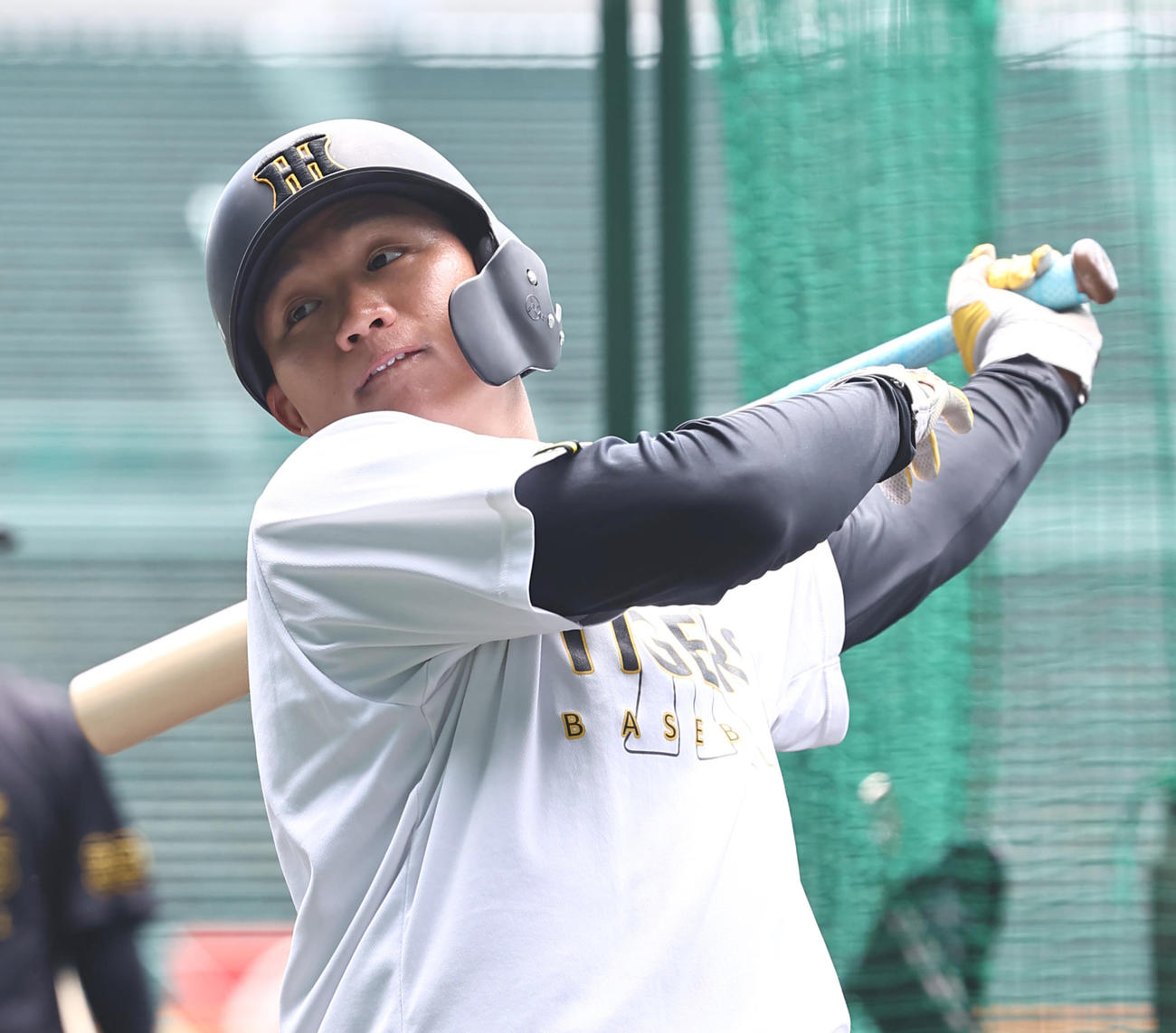 打撃練習をする森下（撮影・上田博志）