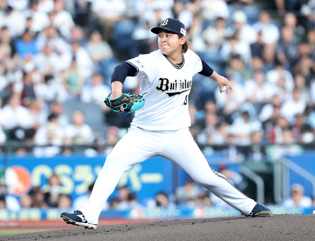 ロッテ対オリックス　力投するオリックス先発の宮城（撮影・鈴木正人）