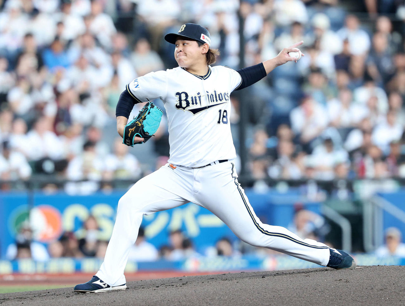 ロッテ対オリックス　力投するオリックス先発の宮城（撮影・鈴木正人）