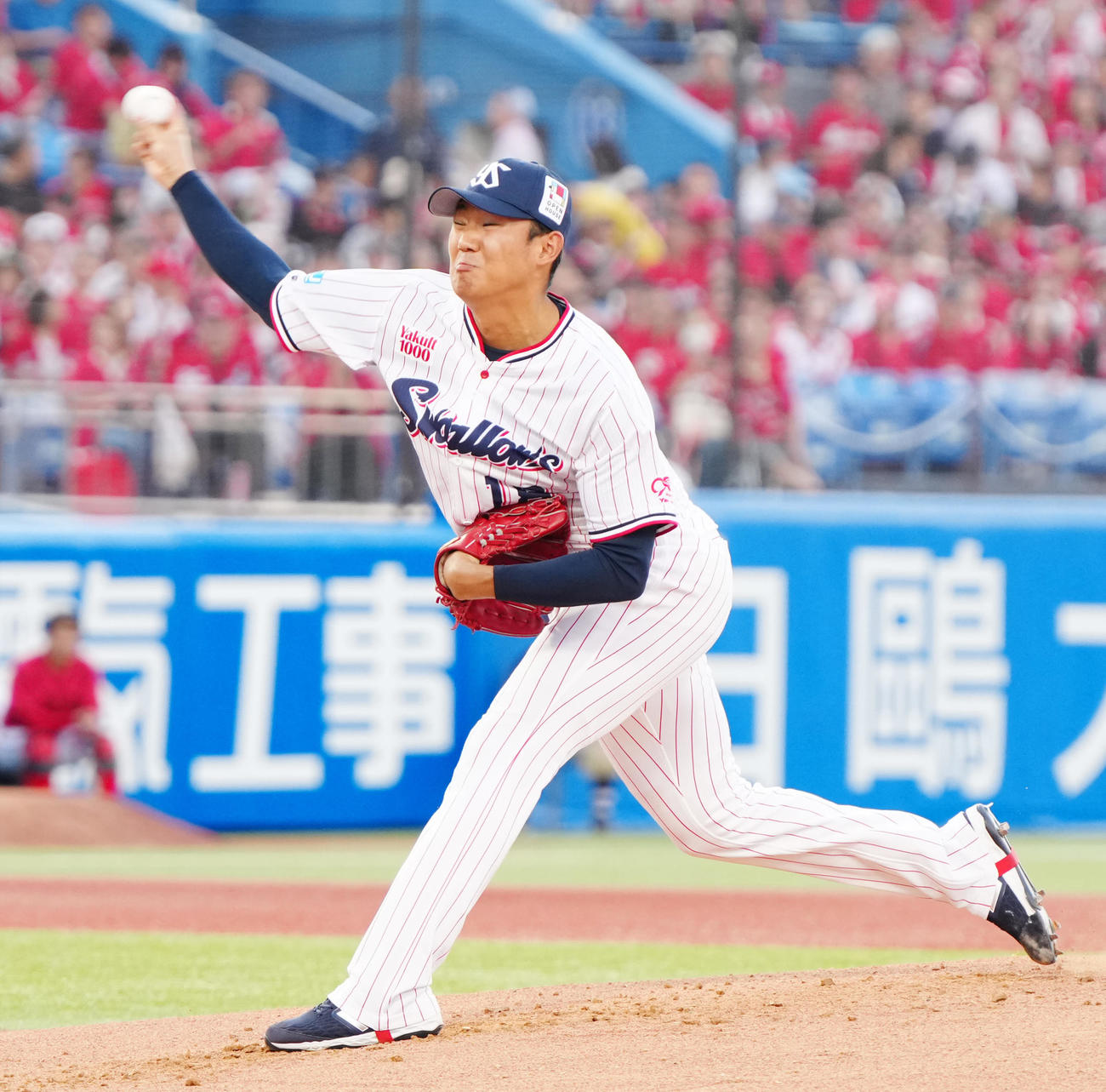 ヤクルト対広島　ヤクルト先発の奥川（撮影・江口和貴）