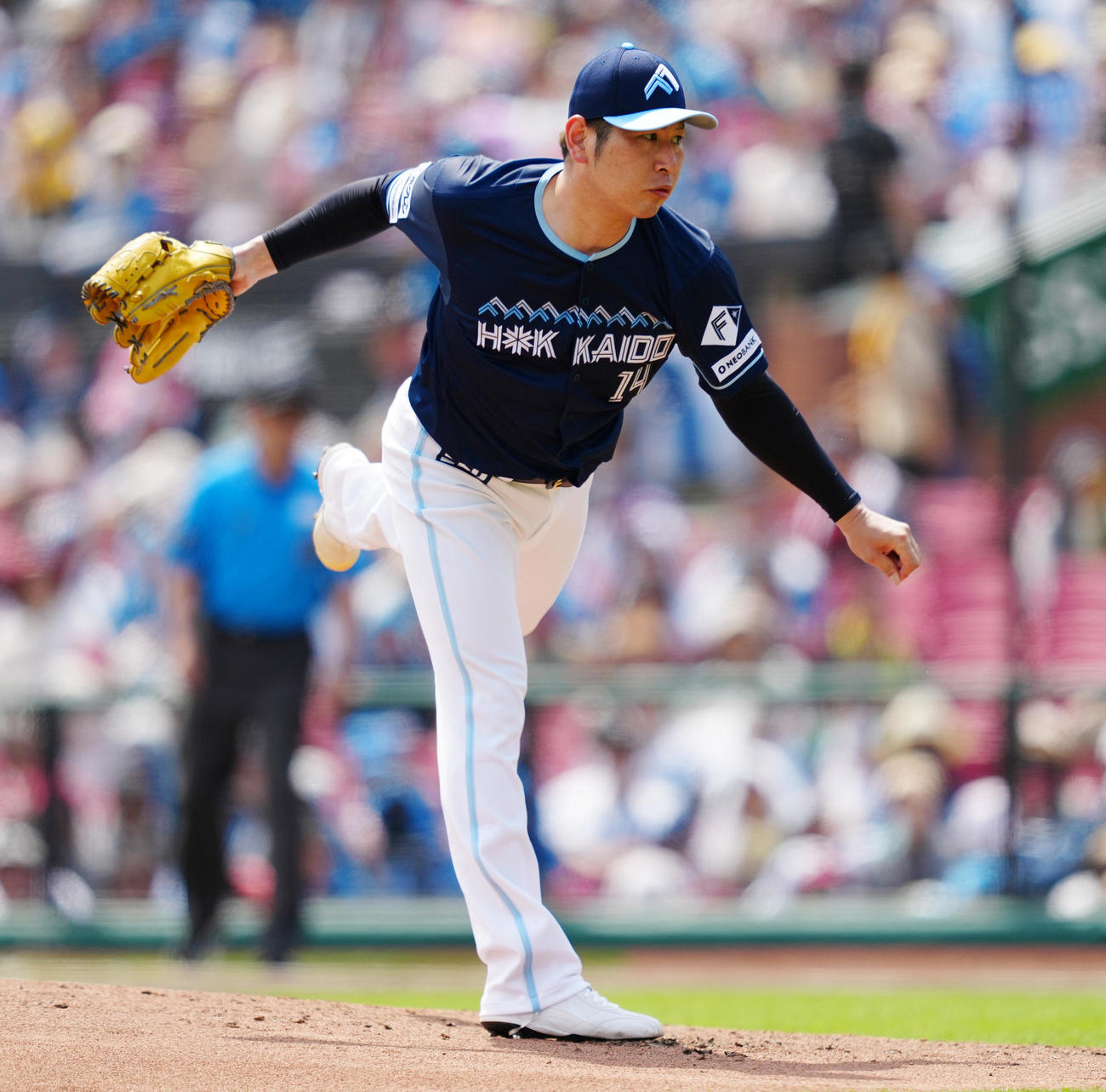 楽天対日本ハム　先発し力投する日本ハム加藤貴（撮影・鈴木みどり）