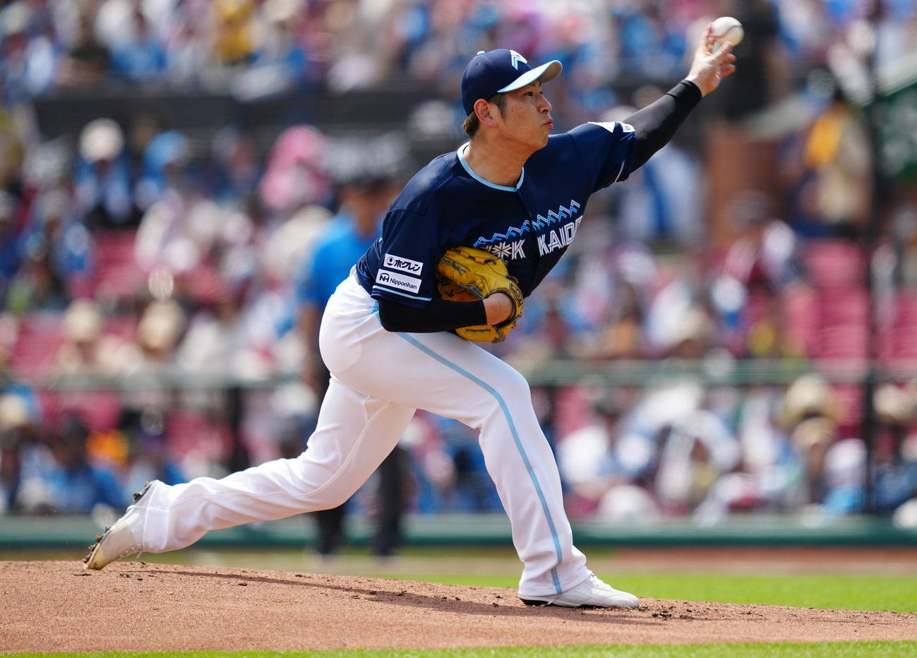 楽天対日本ハム　先発し力投する日本ハム加藤貴（撮影・鈴木みどり）
