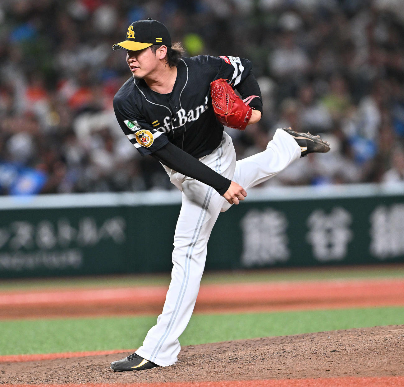 西武対ソフトバンク　9回裏、ソフトバンク8番手で登板し試合を締めた杉山（撮影・滝沢徹郎）