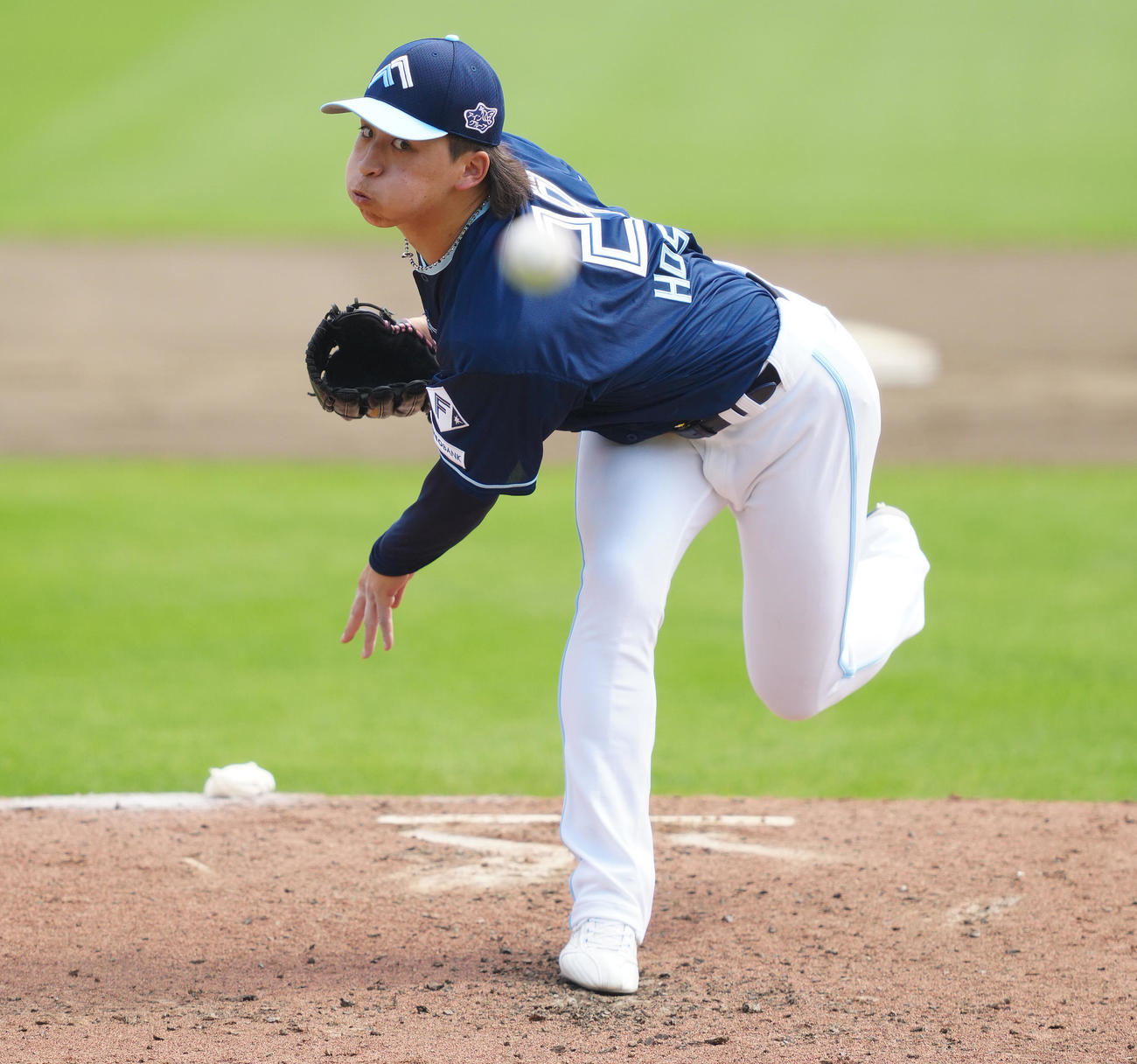 楽天対日本ハム　先発し力投する日本ハム細野（撮影・鈴木みどり）