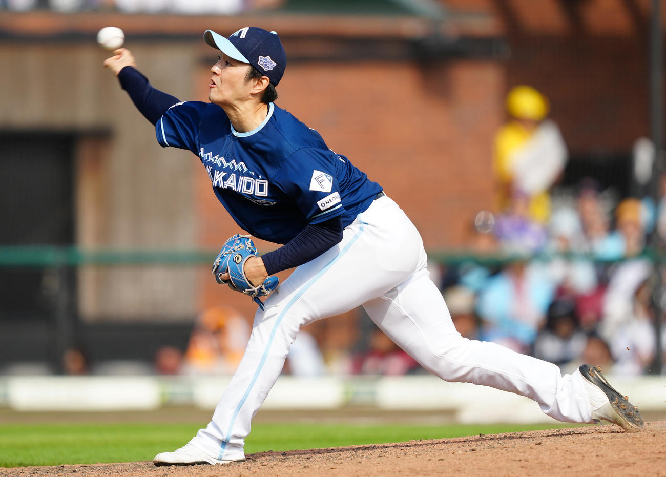 楽天対日本ハム　8回裏から3番手で登板した日本ハム玉井（撮影・鈴木みどり）