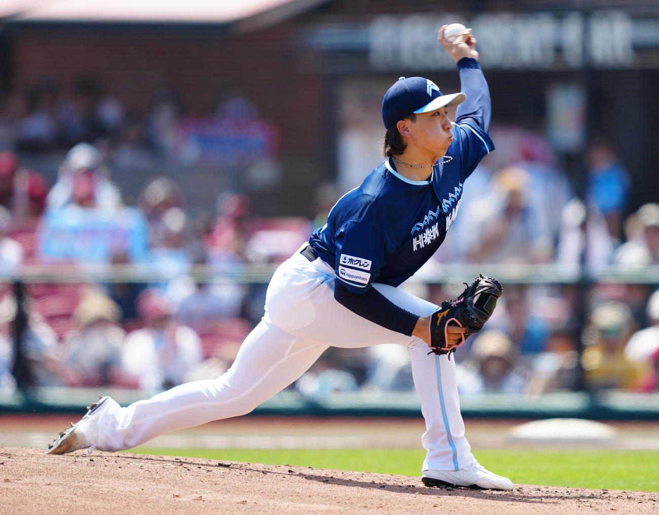 楽天対日本ハム　先発し力投する日本ハム細野（撮影・鈴木みどり）