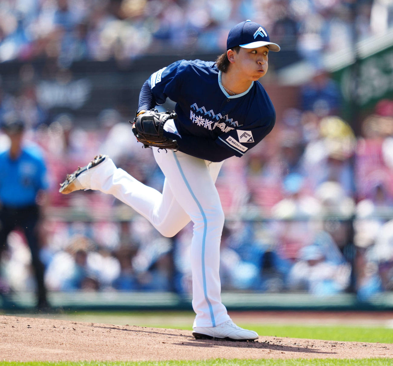楽天対日本ハム　先発し力投する日本ハム細野（撮影・鈴木みどり）