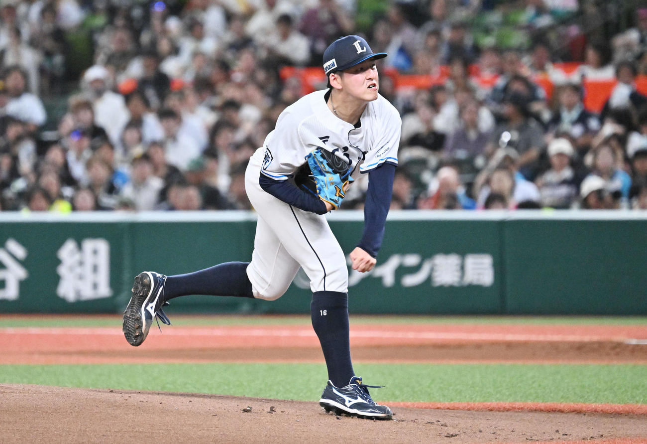 西武対ソフトバンク　西武先発の隅田（撮影・滝沢徹郎）
