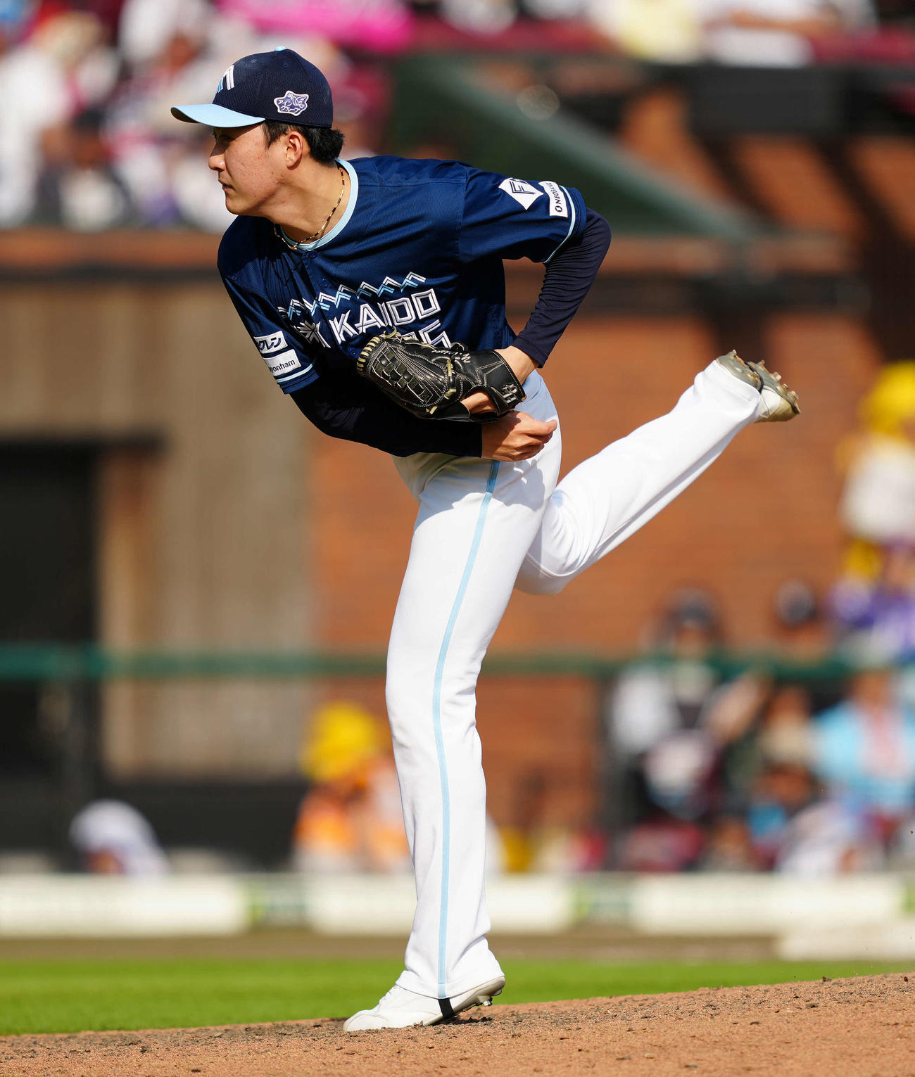 楽天対日本ハム　9回裏から4番手で登板した日本ハム柳川（撮影・鈴木みどり）
