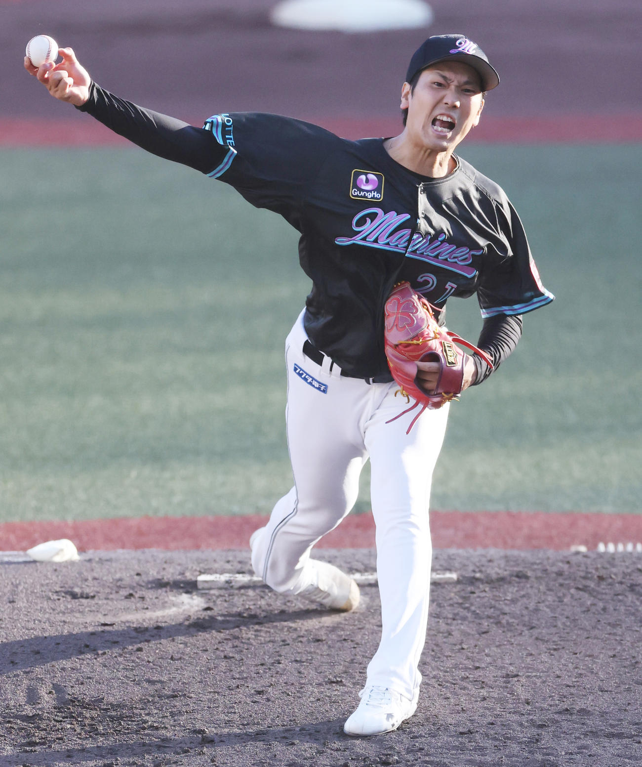ロッテ対オリックス　ロッテ先発の石川柊（撮影・野上伸悟）