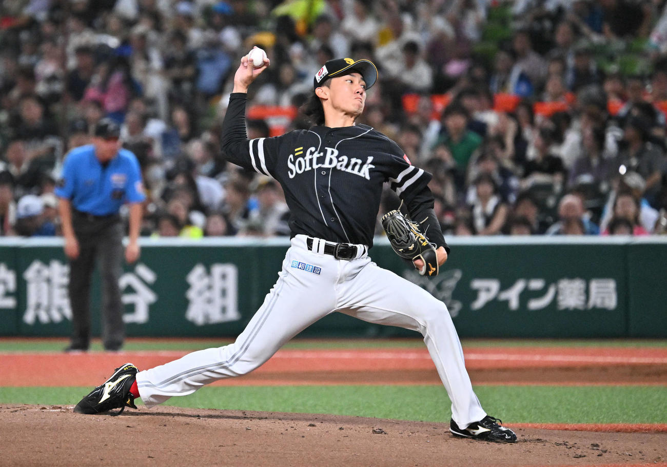 西武対ソフトバンク　ソフトバンク先発の大津（撮影・滝沢徹郎）