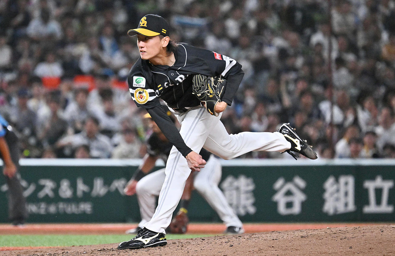 西武対ソフトバンク　ソフトバンク先発の大津（撮影・滝沢徹郎）