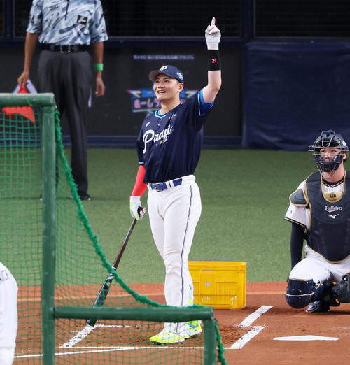 全パ対全セ　ホームランダービーで決勝進出を決めた清宮（撮影・加藤哉）