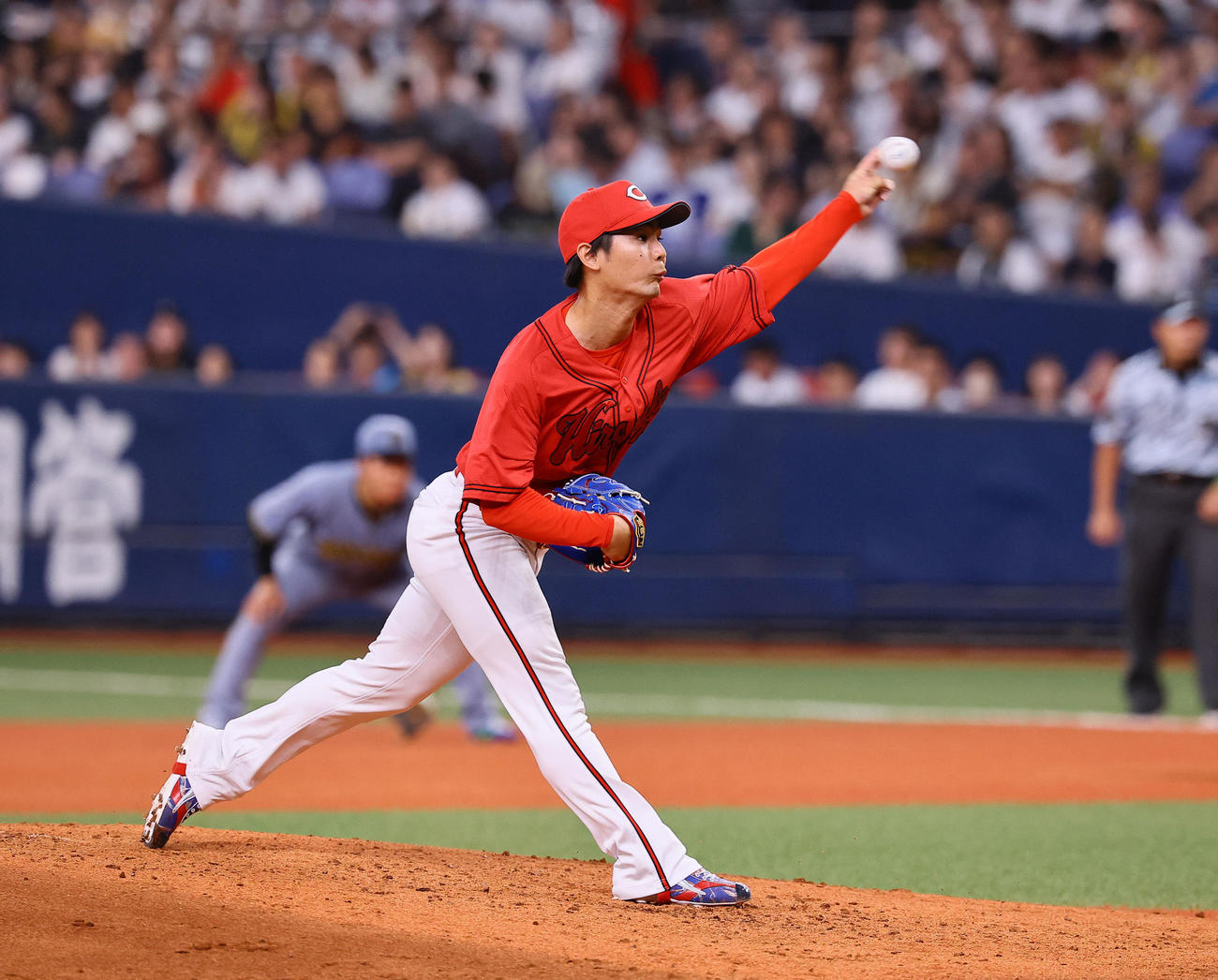 全パ対全セ　5回、登板した全セ森浦（撮影・藤尾明華）