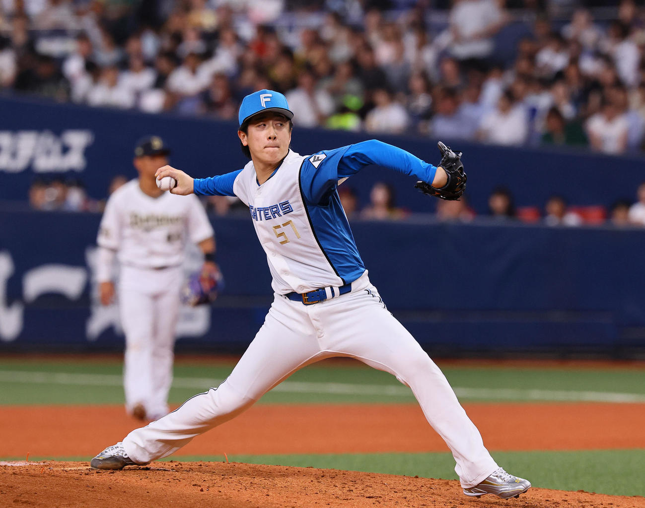 全パ対全セ　6回、登板した全パ北山（撮影・藤尾明華）