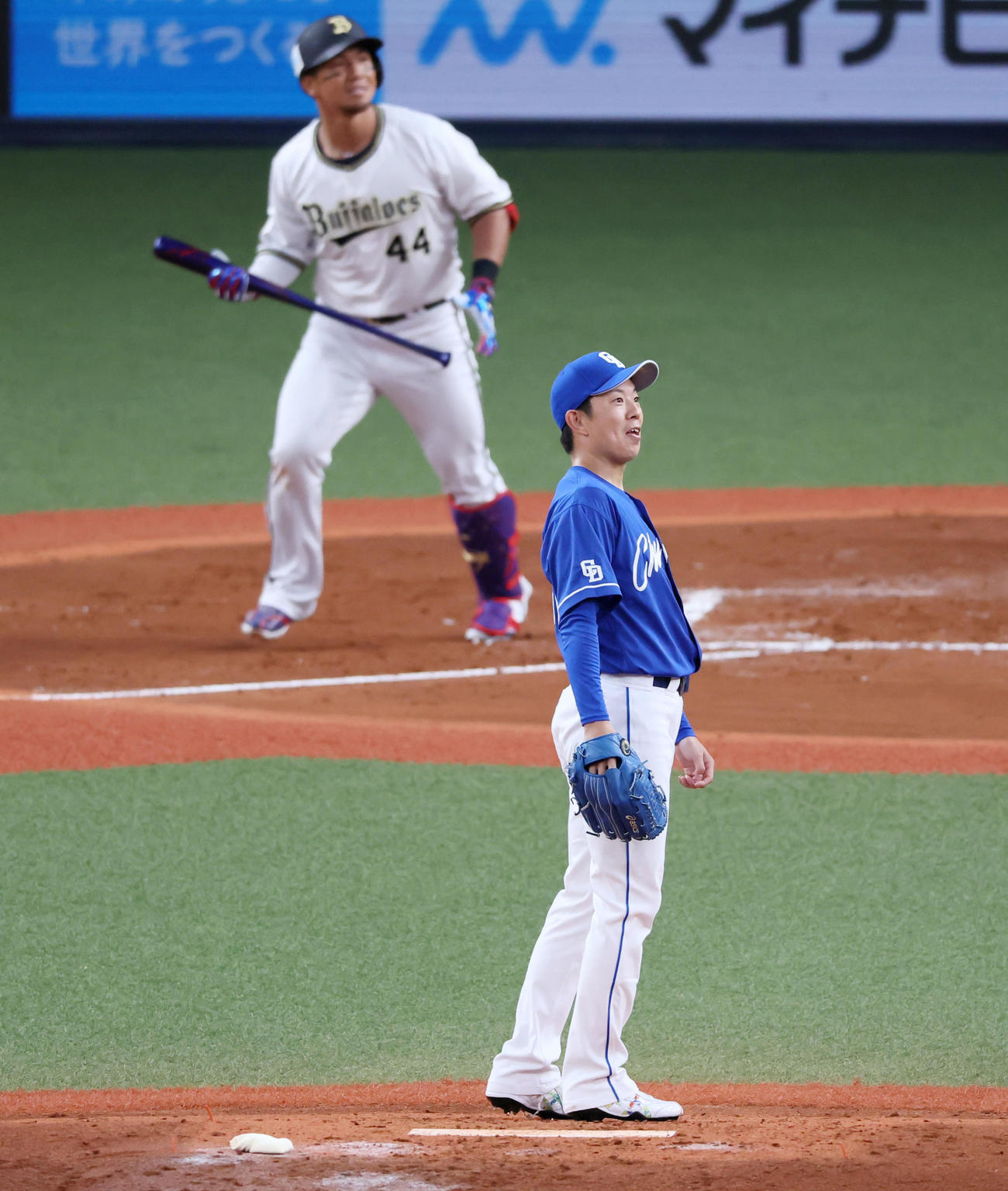 全パ対全セ　3回裏全パ無死一、二塁、松葉は頓宮に左越え3点本塁打を浴びる（撮影・加藤哉）