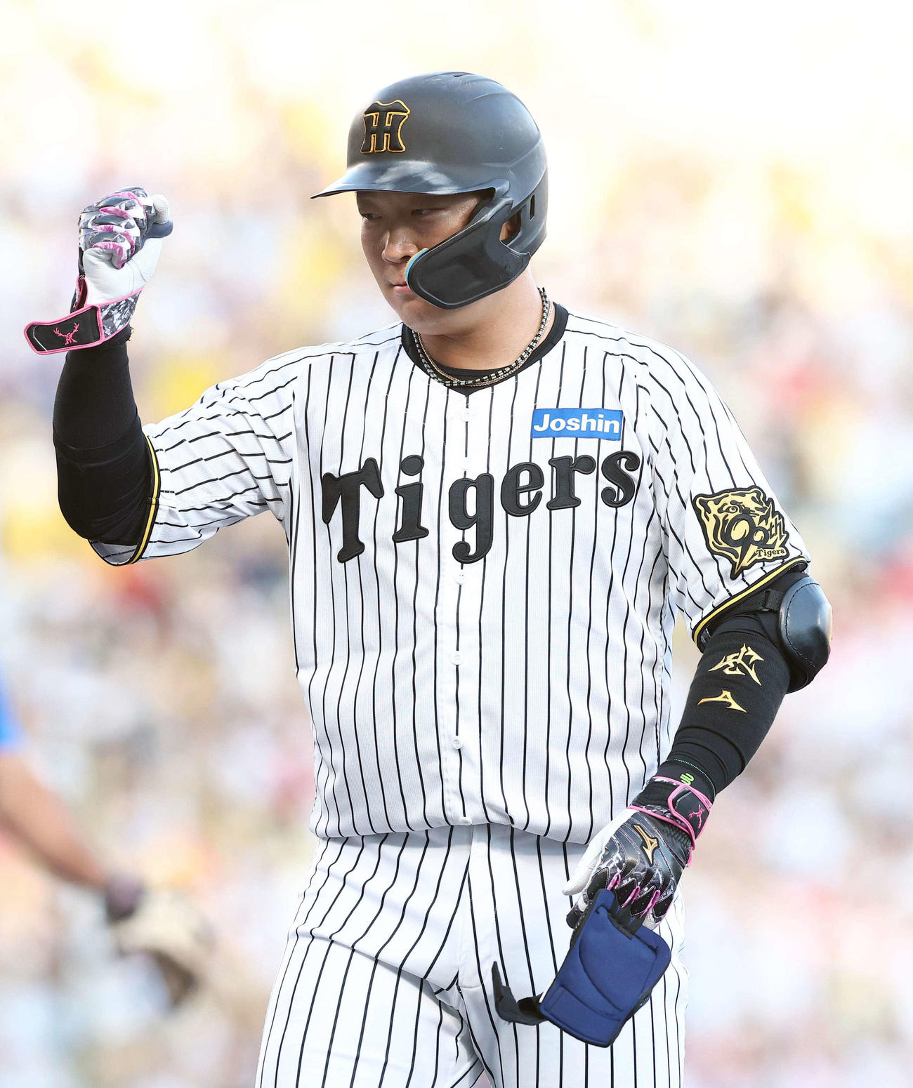 阪神対DeNA 1回裏阪神2死一、三塁、大山は先制適時打を放つ（撮影・上田博志）