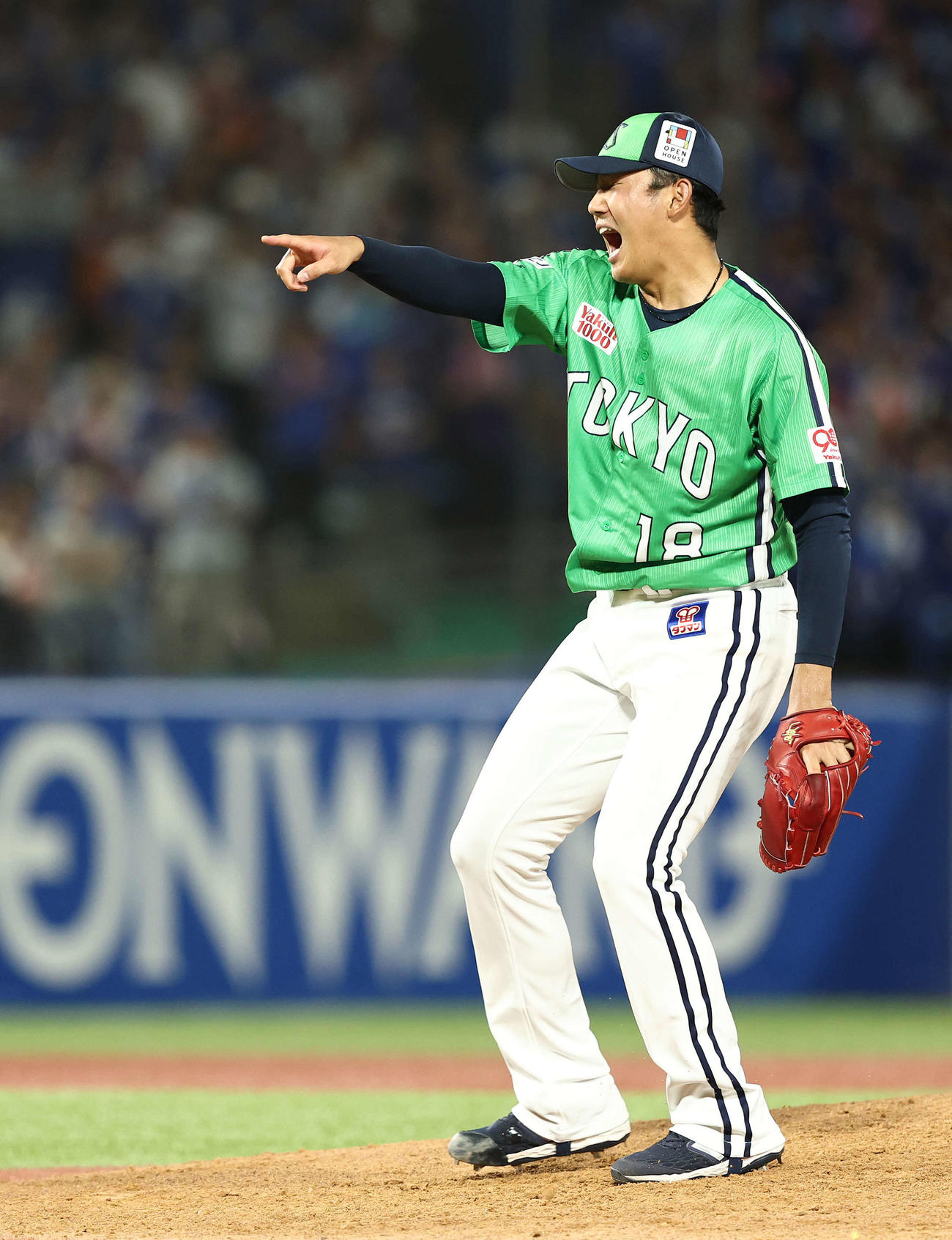 ヤクルト対中日　7回表中日無死、細川を見逃し三振に抑える奥川（撮影・河田真司）
