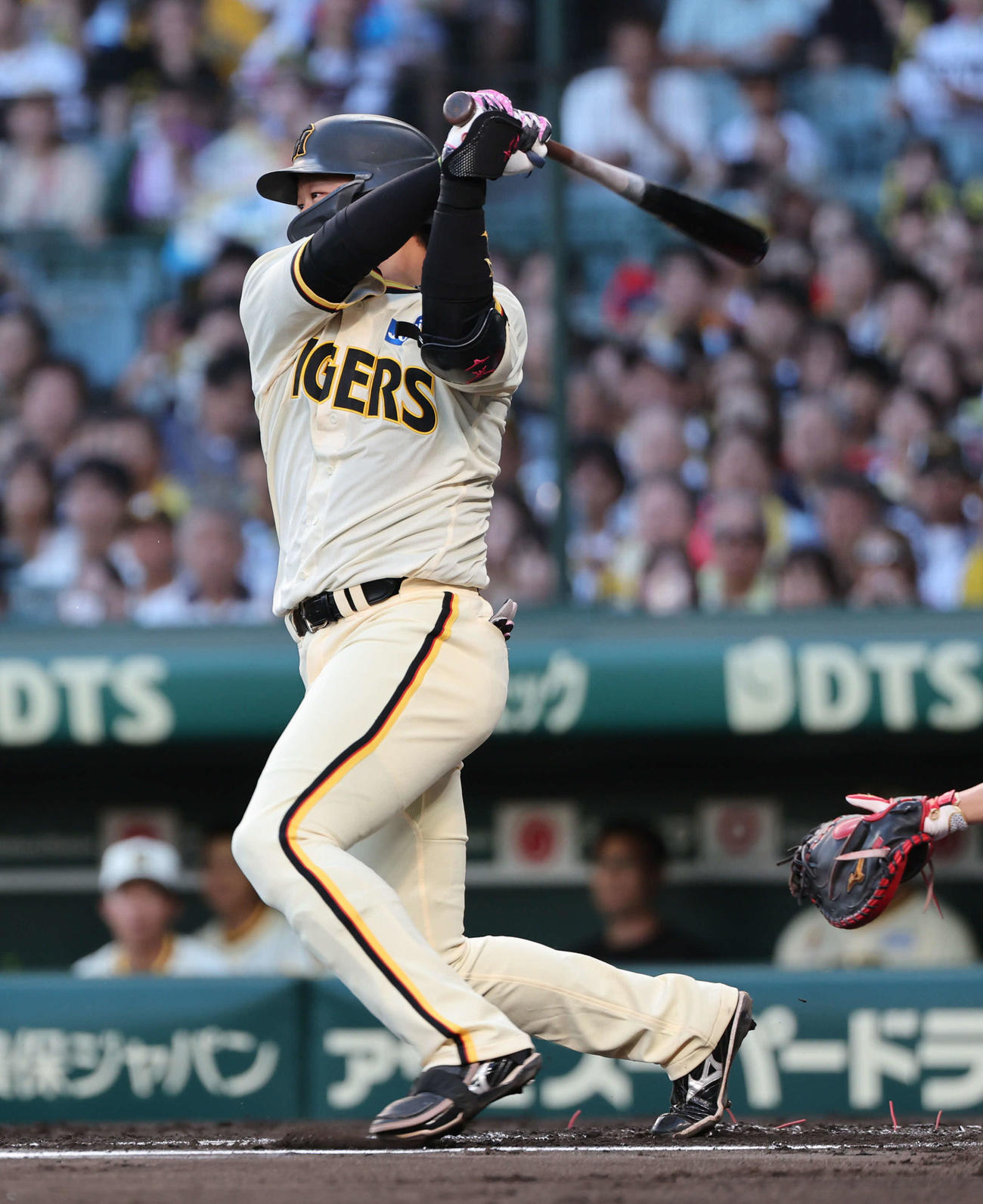 阪神対広島　1回裏阪神2死一、二塁、大山は左前適時打を放つ（撮影・西尾就之）