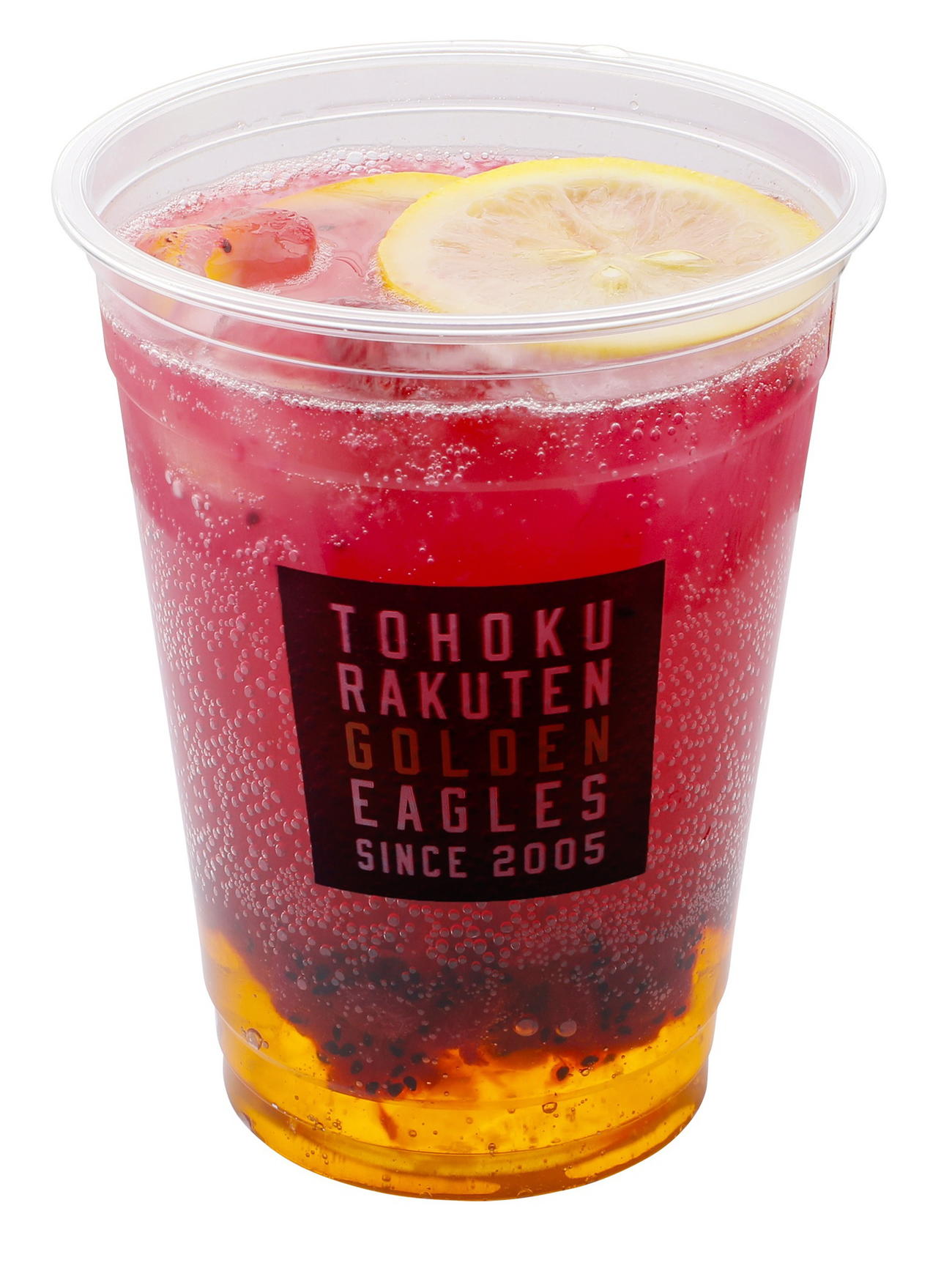 ぷるぷるゼリーとつぶつぶドラゴンフルーツのフレッシュレモンソーダ　ぷるぷるオレンジゼリーとドラゴンフルーツの果肉たっぷりでさわやかなドリンク。（球団提供）