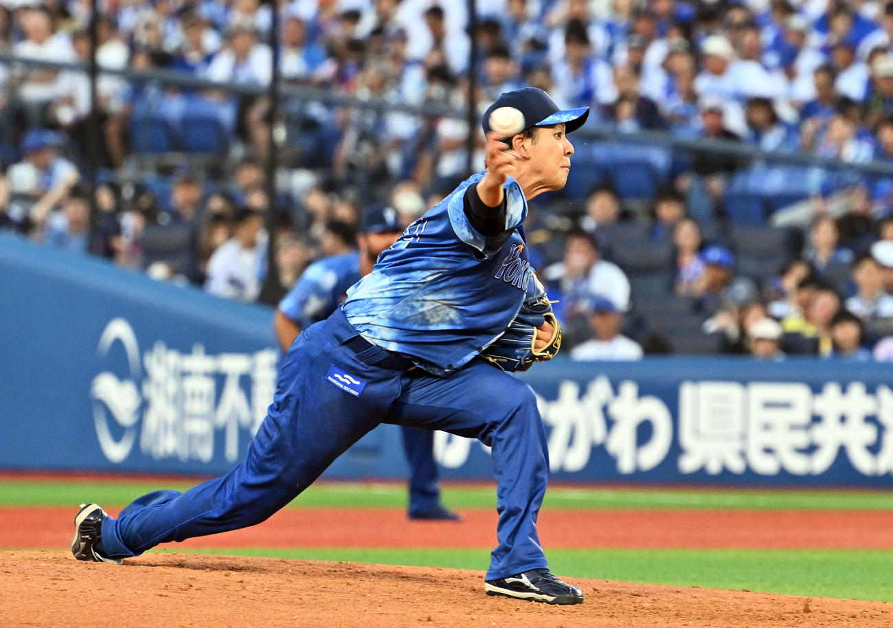 DeNA対ヤクルト　DeNA先発の平良（撮影・滝沢徹郎）　