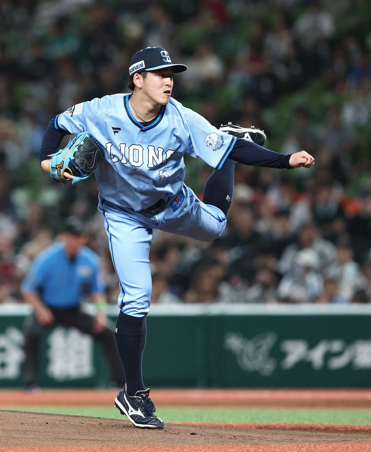 西武対ロッテ　先発登板する西武隅田（撮影・河田真司）