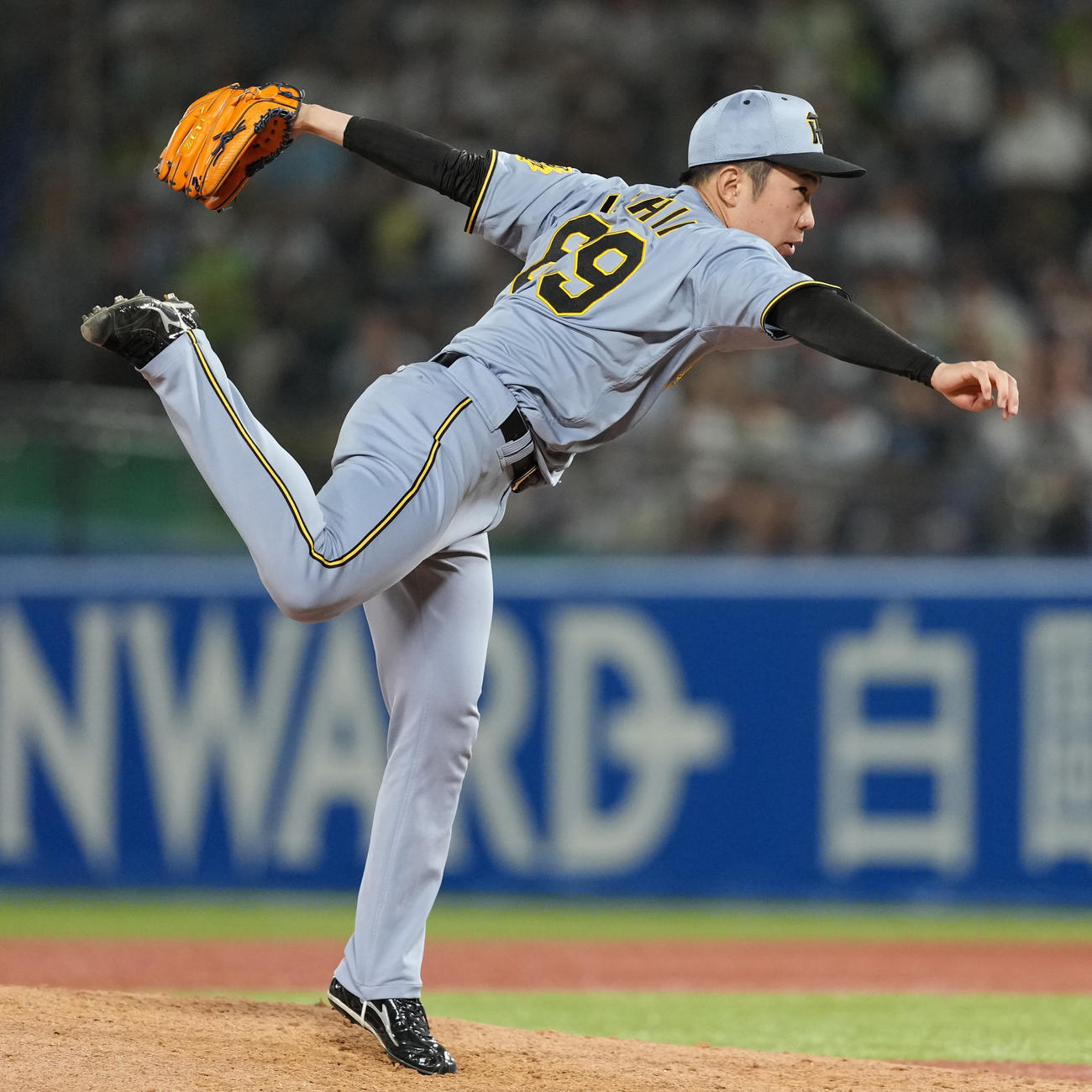 ヤクルト対阪神　8回に登板する阪神石井（撮影・清水貴仁）