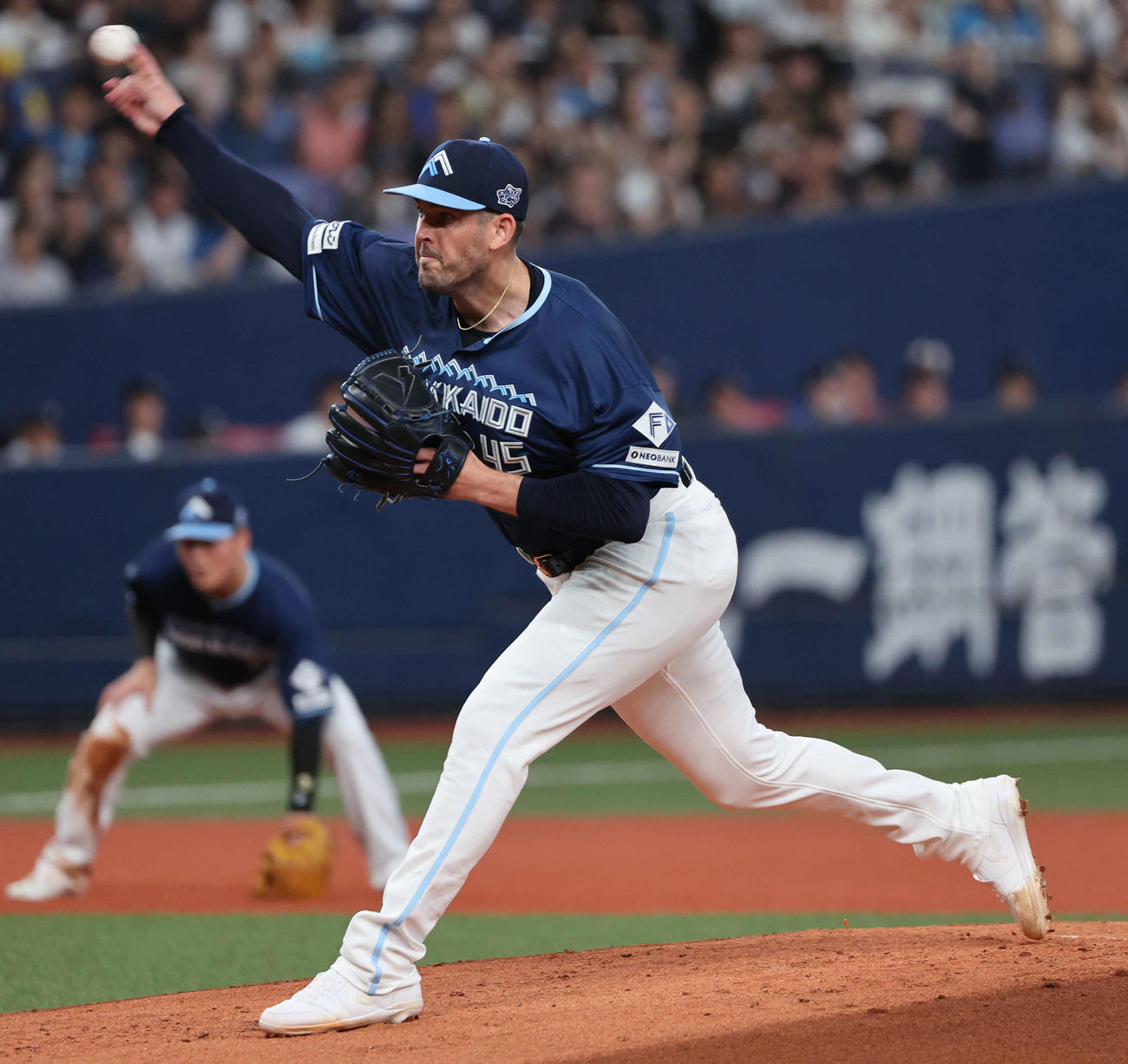 オリックス対日本ハム　日本ハム先発のバーヘイゲン（撮影・西尾就之）